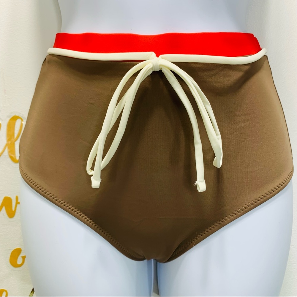 SOLID & STRIPED The Cora High Waist Bikini Bottom Brown Coral Swimsuit X… - Picture 3 of 11